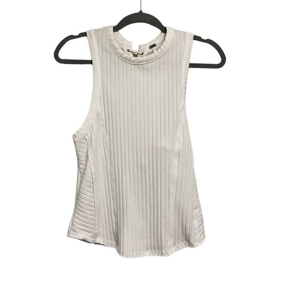 Free People Tops - Free People Back Criss Cross White Ribbed Tank Top Size Medium